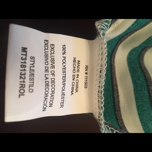 New Green Black Stripe Top with Tie in Back - Picture 7 of 7